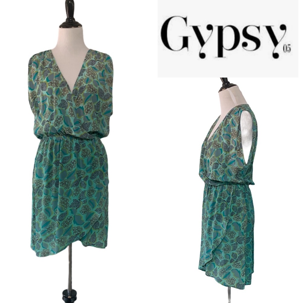 GYPSY 05 SILK HYDRANGEA WRAP STYLE SLEEVELESS MINI DRESS ** NWT**